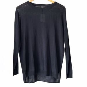 Ceny Women's Semi Sheer Lightweight Crew Sweater Top Medium Black NWT